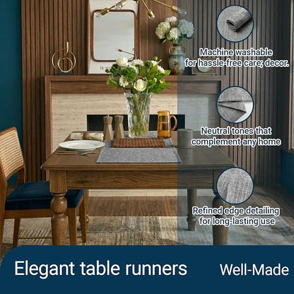 Q&J Fabric Co. Linen-Textured Table Runner 1 Pack 13x36 Inch Charcoal Grey | - Image 2