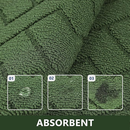 hicorfe Kitchen Rugs and Mats Sets,2 Pieces Super Absorbent Polypropylene Non-Slip Rug,Soft Comfort Floor Mat,Washable for Kitchen,Hallway,Office,Sink,Laundry(20" x 32" + 20" x 48",Green)