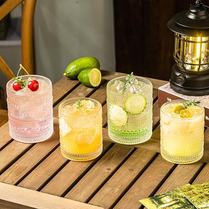 KEMORELA Vintage Glassware Drinking Glasses Set of 4, Hobnail Drinking Glasses - Image 2