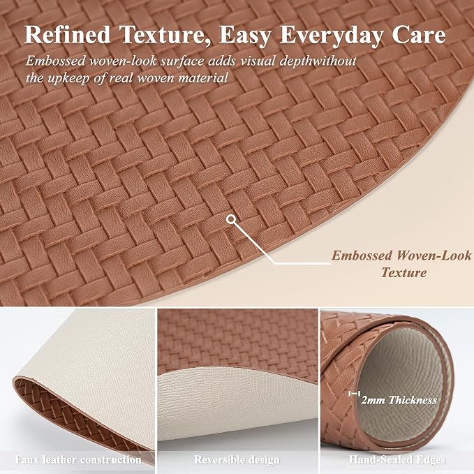 Woven Faux Leather Oval Placemats Set of 4/6 - Image 8