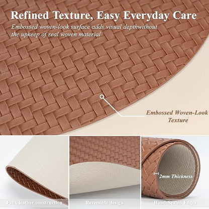 Woven Faux Leather Oval Placemats Set of 4/6 - Image 8