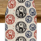 Yin Yang Table Runner, Vintage Mid Century Traditional Oriental Koi Fish by JanJCurt