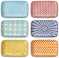 Selamica Ceramic 8 inch Rectangular Salad Plates, Dinner Plates, Pasta Dessert Plates for Appetizer, Sushi, Fruit - Microwave/oven/Dishwasher Safe, Set of 6, Assorted Colors
