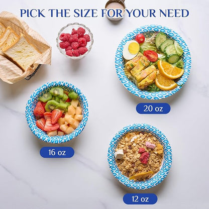 MUCHII 180 Count Paper Bowls 16 oz, Printed Soak Proof Disposable Bowls Bulk - Image 7