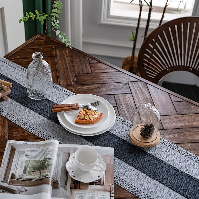 Macrame Table Runner Grey Boho Table Runners - Image 3