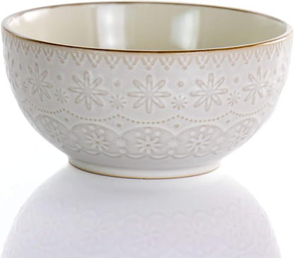 Elama Embossed Scalloped Stoneware Dinnerware Dish Set, 16 Piece - Image 7