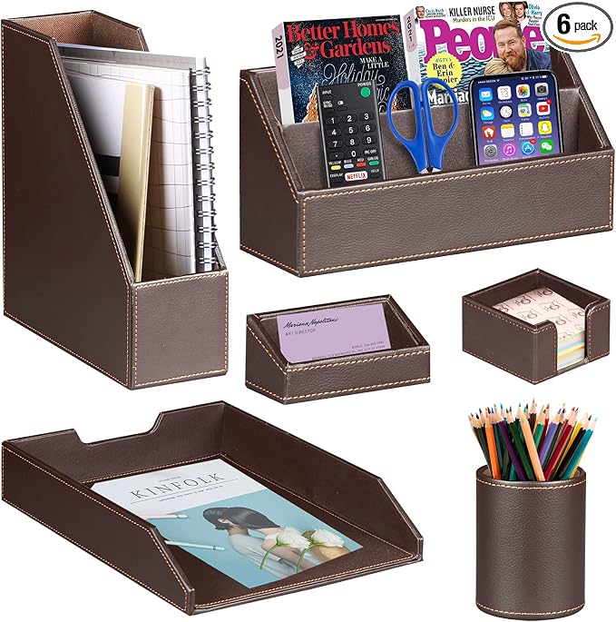 Ayunga PU Leather 6-piece Office Supplies Combination Set, Pencil Cup, Business by Ayunga