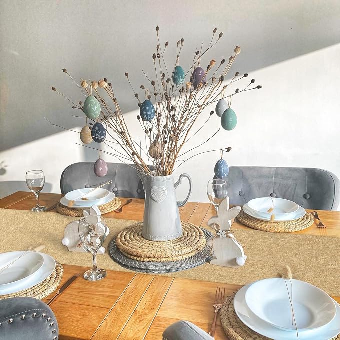 2 Pieces Burlap Table Runners 12x84 Inch Rustic Boho Table Runner | Farmhouse - Image 5