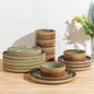 TheTerra Ceramic Dinnerware Sets for 6, 18 Pieces Porcelain Lightweight Plates and Bowls Sets, Scratch Resistant Dish Set, Oven & Microwave & Dishwasher Safe, Sage Umber