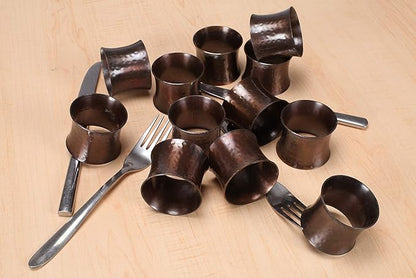 Bronze Napkin Rings, Napkin Ring Set of 12, Napkin Holders for Dining Table Settings Thanksgiving Metal Serviette Ring Rustic Table Décor for Weddings, Parties, and Everyday Use - CLEENTABLE