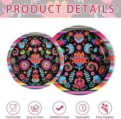 Grencian 200Pcs Mexican Fiesta Party Decorations, Serves 50 | Colorful Mexico - Image 3