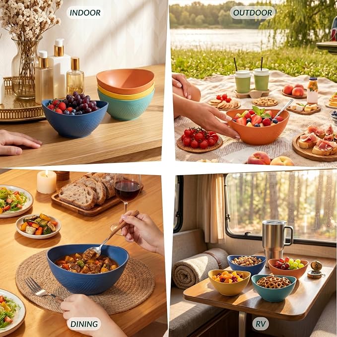 Wheat Straw Bowls Unbreakable Cereal Bowls 26 OZ Serving Bowls - Image 8