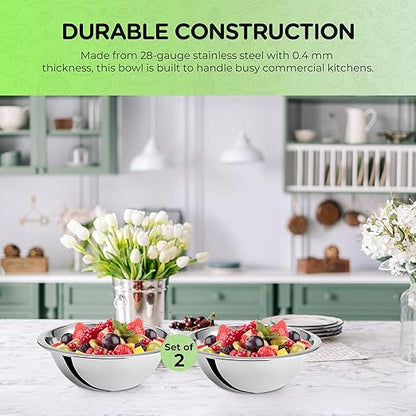 OCS Parts 0.75 Quart Mixing Bowls | Set of 2 | 7-Inch Stainless Steel Professional Grade Flat Base Mixing Bowls for Home and Commercial Kitchens | Dishwasher Safe