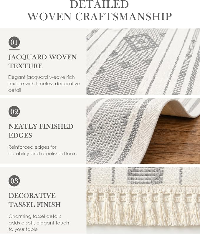 Table Runner, 13.8 x 72 Inch, Thick Jacquard Woven | Stain & Wrinkle Resistant - Image 5