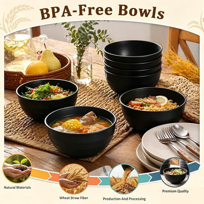 Ramen Bowls 60oz, Unbreakable & Lightweight Wheat Straw Bowls Sets of 8 - Image 3