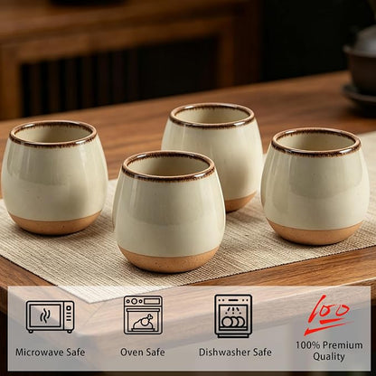 4pcs Japanese Tea Cups, 5.5OZ Vintage Espresso Cups, Handless Design Small - Image 6