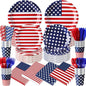 450 Pcs 4th of July Patriotic Tableware Set Decorations, Serves 50 | USA Red by Unknown