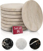 Gusto Nostro Neutral Travertine Coasters - Absorbent Stone Coasters Set of 8 - High-end, Natural Limestone Coaster for Drinks - Anti-Slip Felt Backing Travertine Coaster for Countertop, Coffee Table
