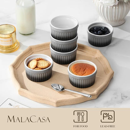 MALACASA Ramekins 4 oz Oven Safe, Small Ceramic Souffle Dishes - Image 3