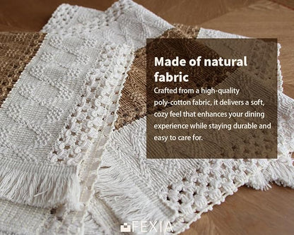Boho Placemats Set of 6, Macrame Table Mats Farmhouse Dining Decor | 12x20" - Image 5