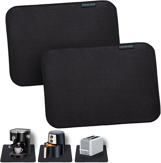 Heat Resistant Appliance Mat, Black, Non-Slip Kitchen Counter Protector, Large Size for Coffee Maker, Blender, Air Fryer (2, 16 * 24)