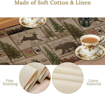 Rustic Bear Table Runner, Retro Vintage Bear Country Style Cabin Cottage Pine - Image 4