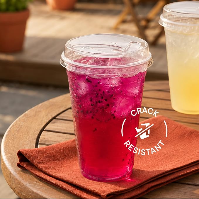 20 oz Clear Plastic Cups with Strawless Sip-Lids PET Crystal Clear Disposable - Image 6