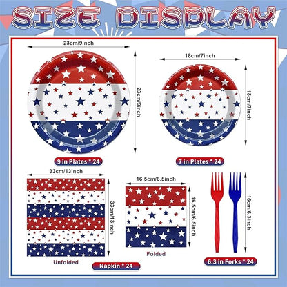 96 Pieces Patriotic Tableware Set Party Supplies - Image 2