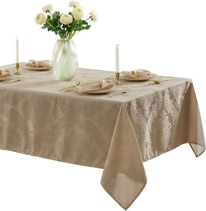 Newbridge Barcelona Luxury Damask Fabric Tablecloth, 60” Wide x 120” Rectangle by HomeBargainsPlus