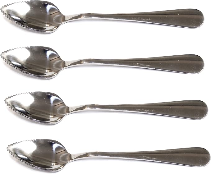 Chef Craft Set of 4 Stainless Steel Grapefruit Spoons, Serrated Edges by Chef+Craft