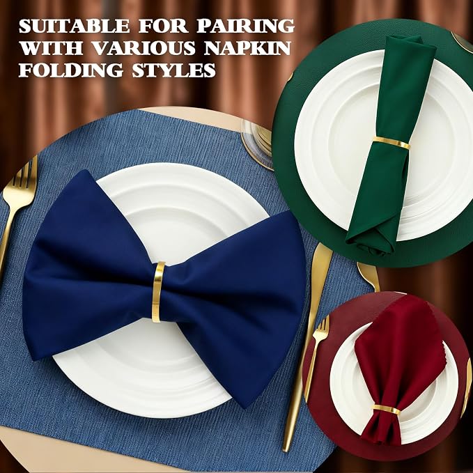 100 Pcs Gold Napkin Rings Bulk, Exquisite Round Napkin Ring Buckles, Suitable - Image 5