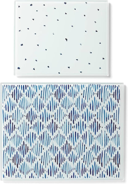 Lenox 895698 Blue Bay 2-Piece Glass Cutting Board Set by Lenox