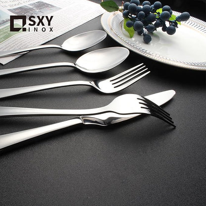 Silverware Set for 4,20 Pieces Forged Stainless Steel Flatware Set Cutlery Set,Heavy Duty and Modern Desgin,Fancy Tableware Cutlery Set for Home,Restaurant (Silver 20)