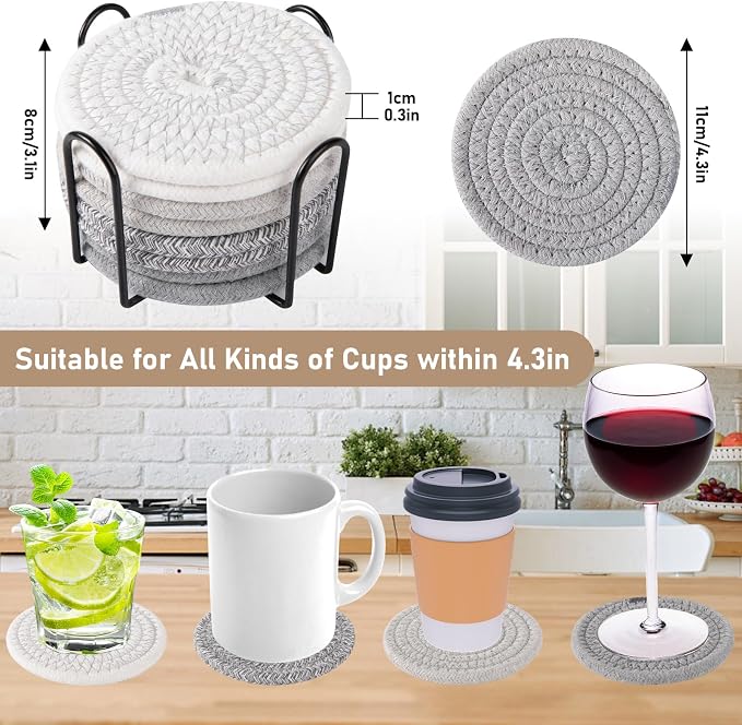 OIAHOMY 8 Pcs Coasters with Holder - Image 2