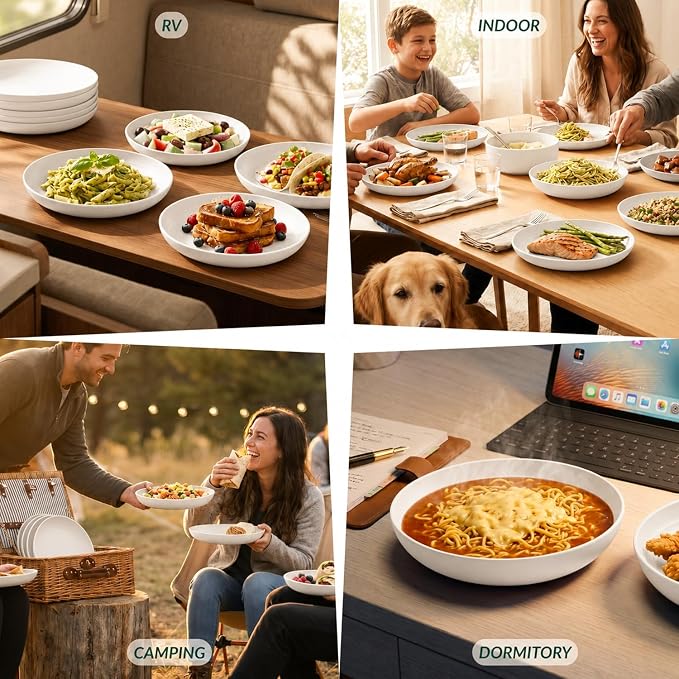 Wheat Straw Plates Set of 8 Unbreakable Microwave and Dishwasher Safe Plates - Image 7