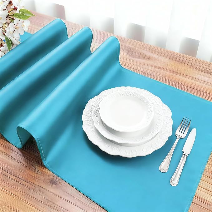 FOLINS&HOME Teal Waterproof Decorative Table Runner 48 Inches Long | 210GSM - Image 3