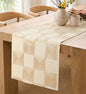 Embroidered Canvas 13"x 72" Narrow Table Runner, Rustic texture, Minimalist by MuseHaus