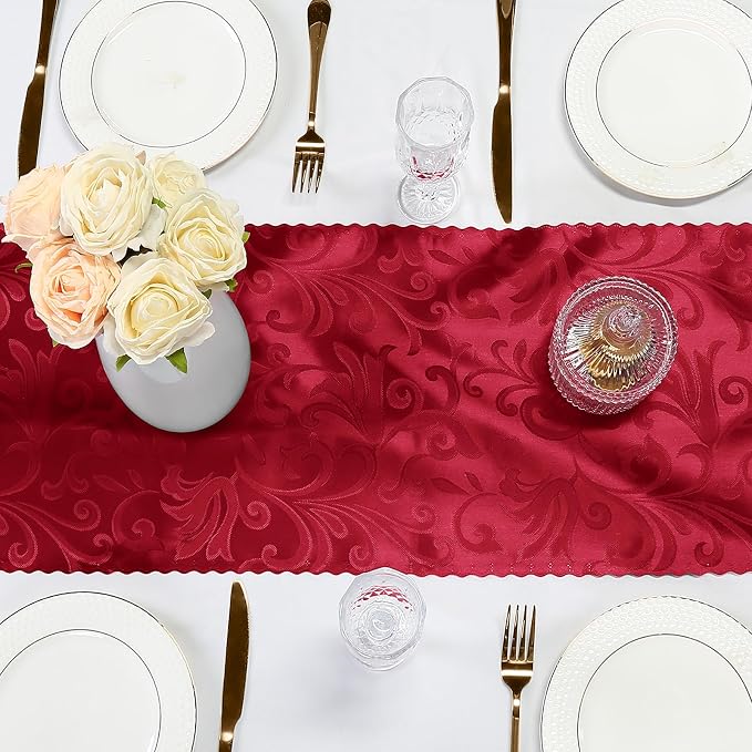 Red Damask Satin Table Runner 12 x 108 Inch, 6 Pack | Bright Smooth Damask - Image 6