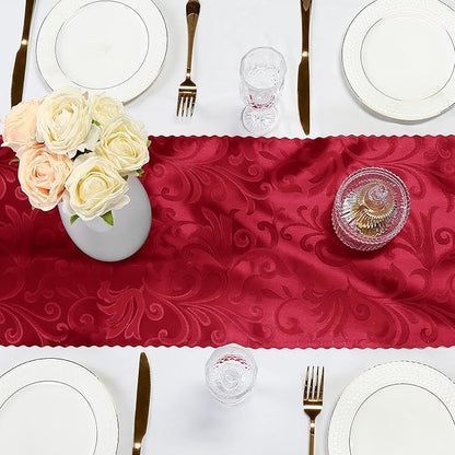 Red Damask Satin Table Runner 12 x 108 Inch, 6 Pack | Bright Smooth Damask - Image 6