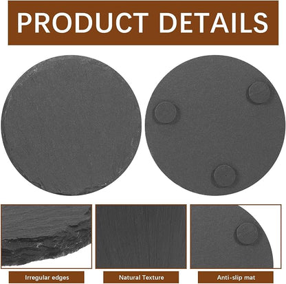 24 PCS Black Natural Slate Coasters Bulk Set 4 Inch Laser Engraving Blanks - Image 3