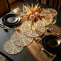 Gold Table Runner 36 Inches Flower Dining Table Runner Fall Decor | Vinyl by yuboohomedecorations
