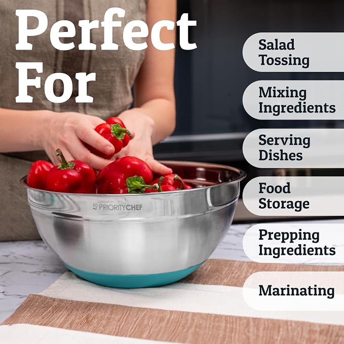 PriorityChef 6pc Stainless Steel Mixing Bowls - Image 5