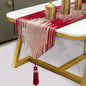 Luxury Red Gold Table Runner 120 Inch Extra Long, Abstract Geometric | Faux by Fullony