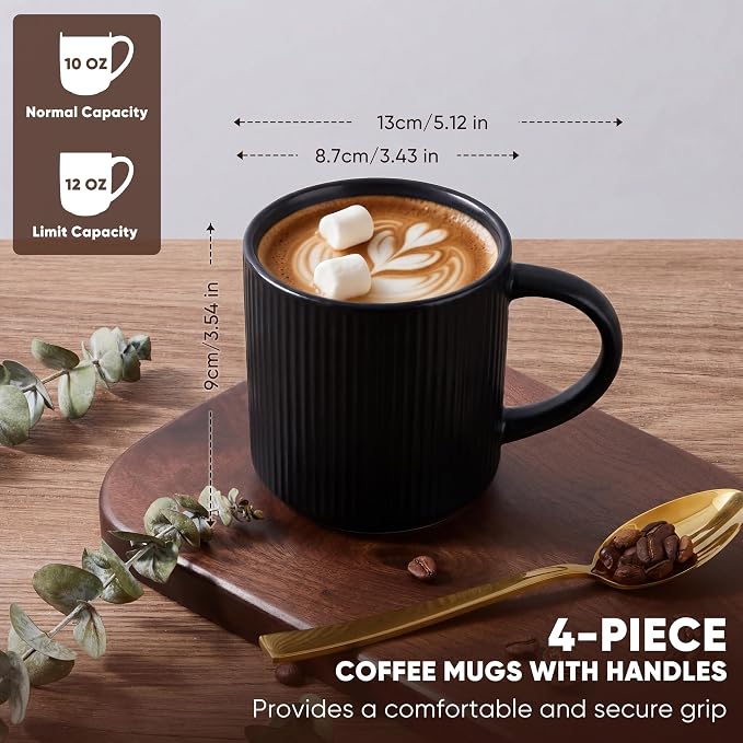 E-far Coffee Mugs Set of 4, 12 oz Stoneware Coffee Cups - Image 2
