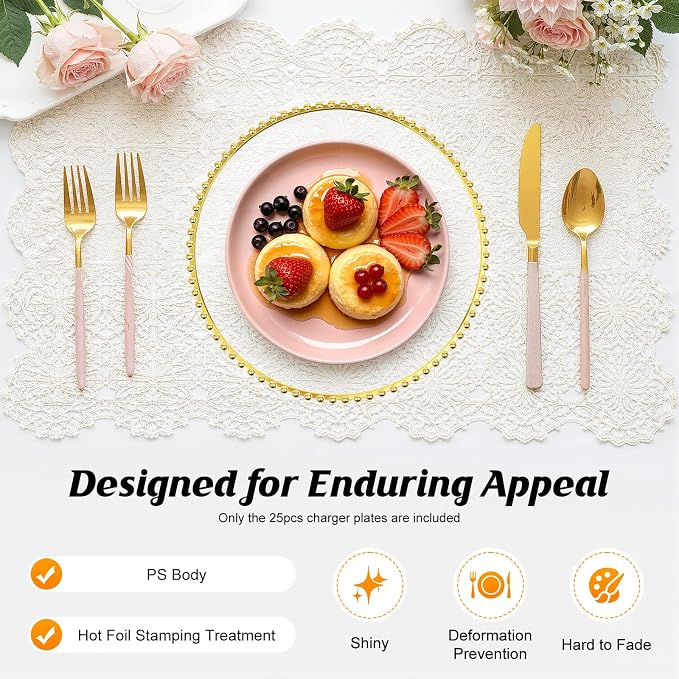 Pack of 25 round dinner plates, Reusable Decorative Dinner Plates - Image 3