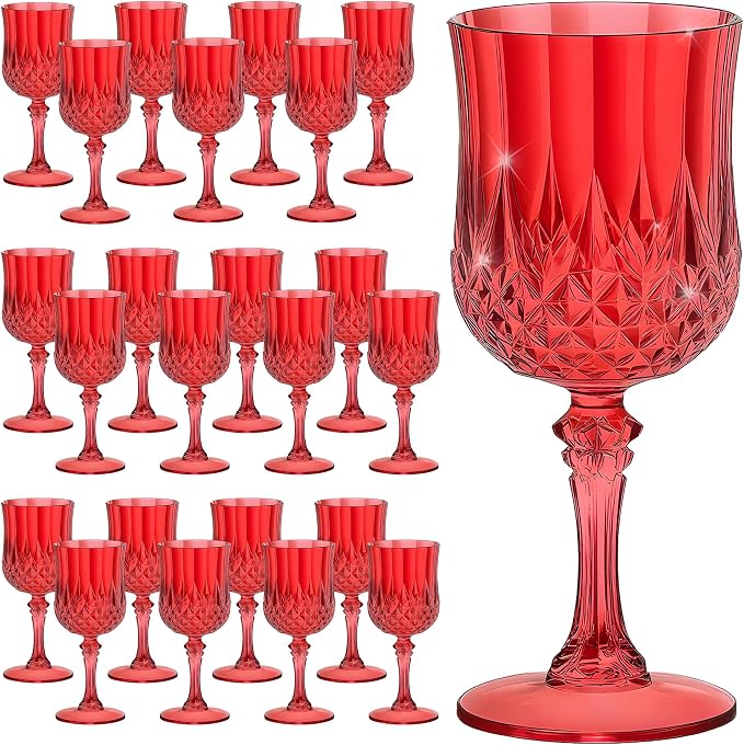 7OZ Plastic Wine Glasses, Reusable Vintage Goblets Unbreakable Drinking Glasses by Unknown