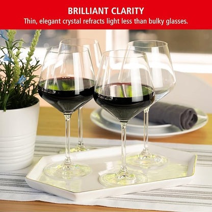 Spiegelau Style Burgundy Wine Glasses, Crystal Clear Red Wine Glasses for Pinot Noir, Elegant Glassware, Wedding Gifts, Birthday Gifts for Women and Men, Home Bar Accessories, 22.6 oz, Set of 4