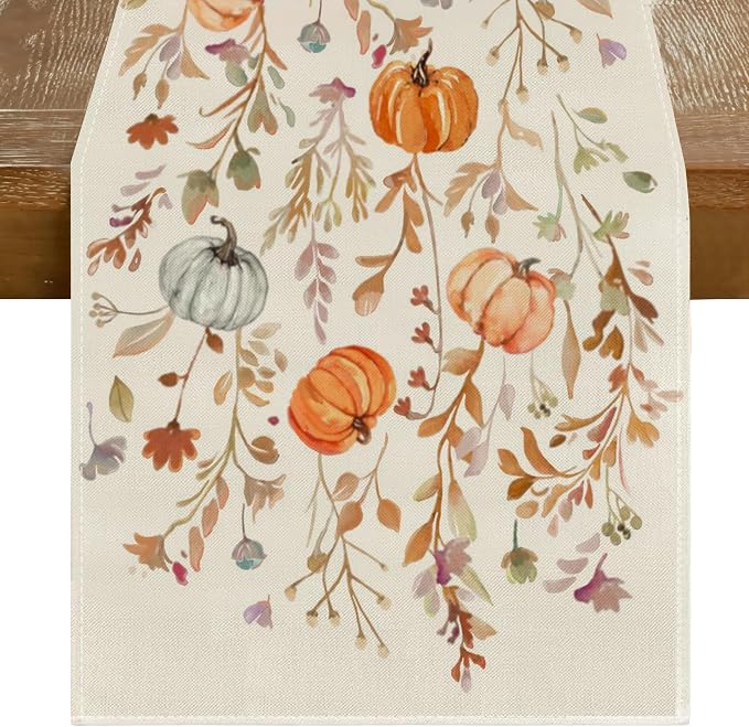 RABUSOFA Fall Table Runner 13x48 Inch Pumpkins Fall Decor by RABUSOFA