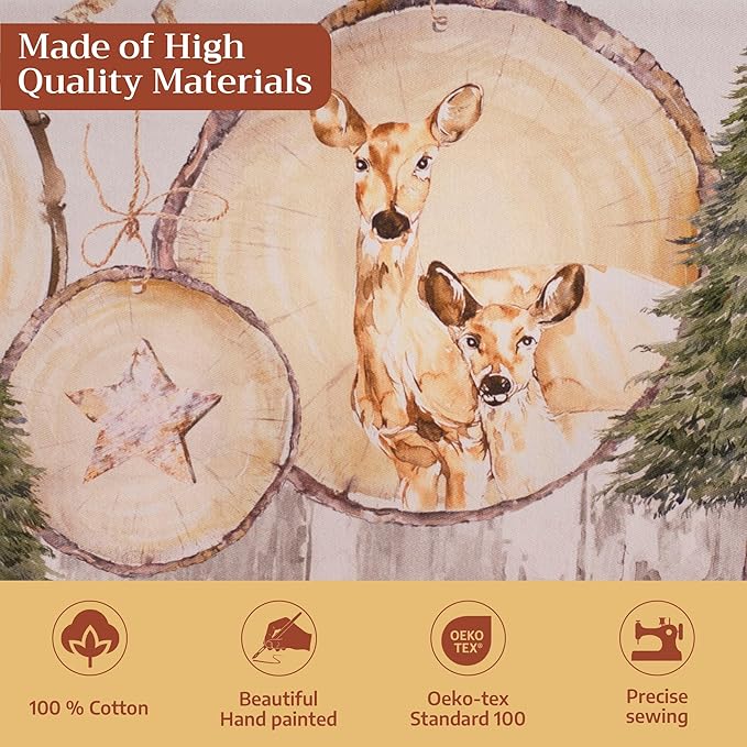 Maison d' Hermine Table Cloth Round Table 100% Cotton 69 Inches Fall Tablecloth Reusable Everyday Use for Thanksgiving Christmas Decorations Dining Farmhouse Party (Mountain Life)