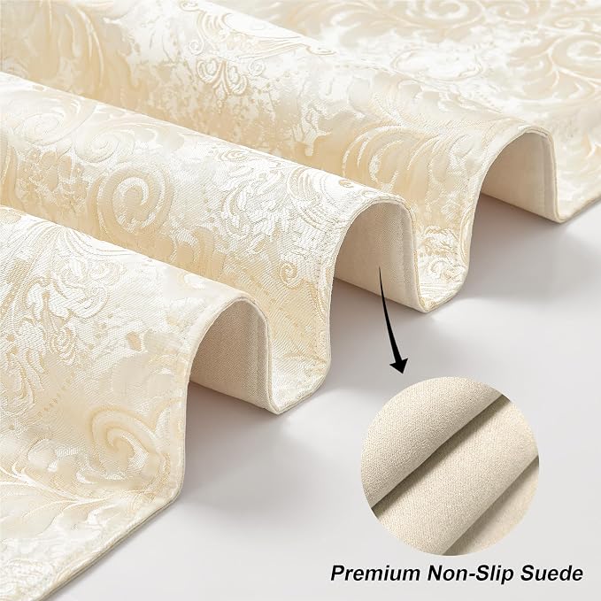 Loom and Mill Elegant Damask Table Runner 13x72 inch, Champagne Gold | Double - Image 4